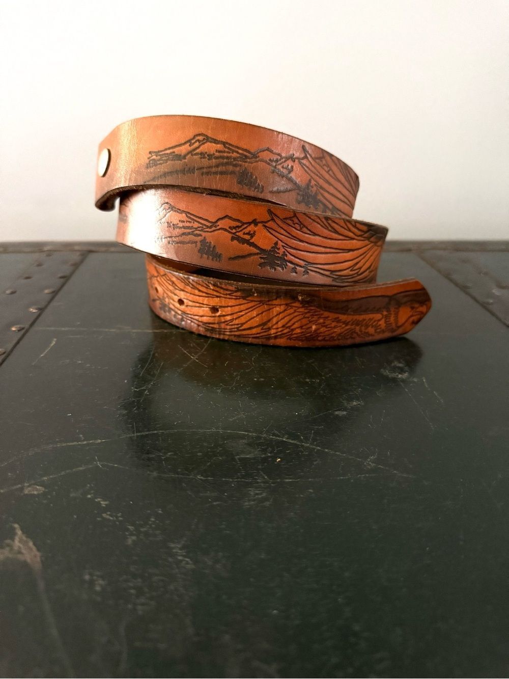 Genuine Leather Western Full Grain Handmade Men Belt Heavy W/O Buckle Eagle